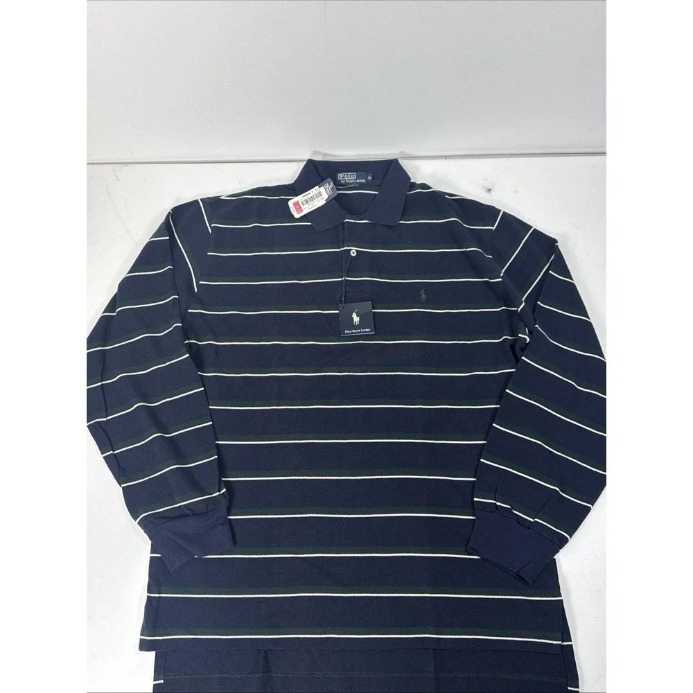 Polo by Ralph Lauren Polo Shirt Long Sleeve Striped Vintage NWT Size XL